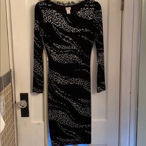 Cache Black/SilverEmbelished Evening Dress